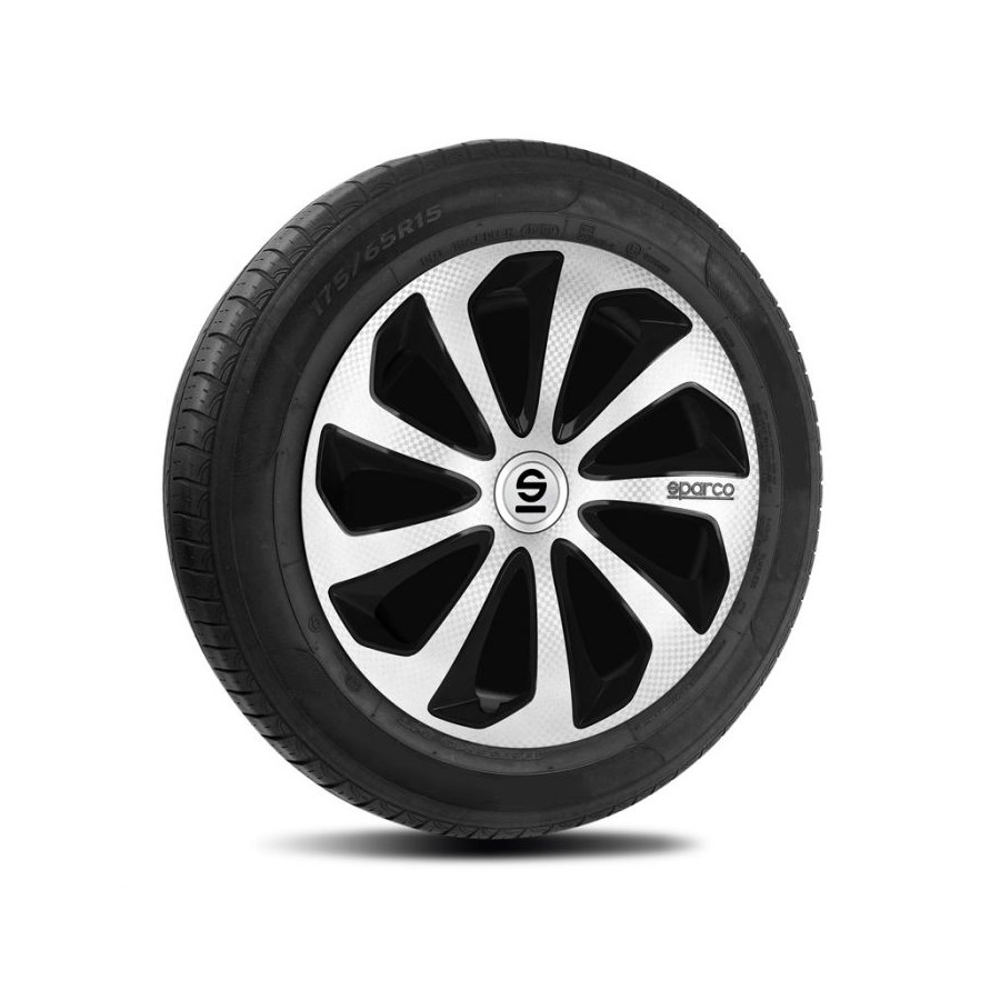 4-Delige Sparco Wieldoppenset Bergamo 14-inch zilver | - Wieldoppen