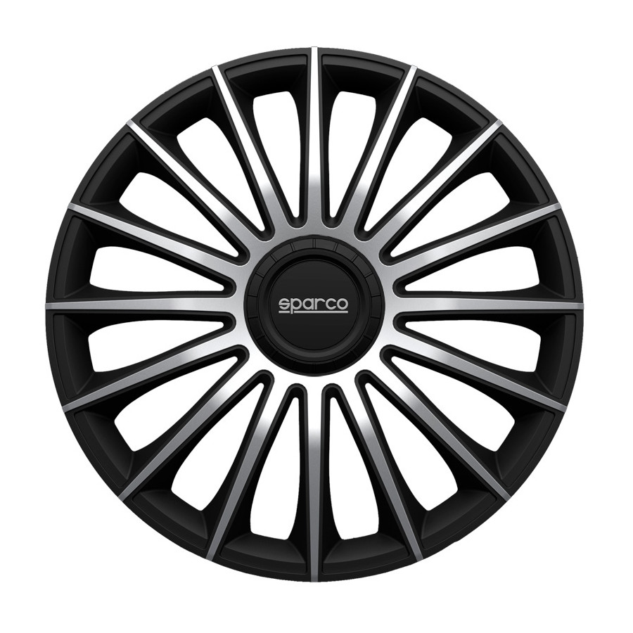 Sparco 4-Delige Wieldoppenset Bergamo 15-inch zwart/zilver