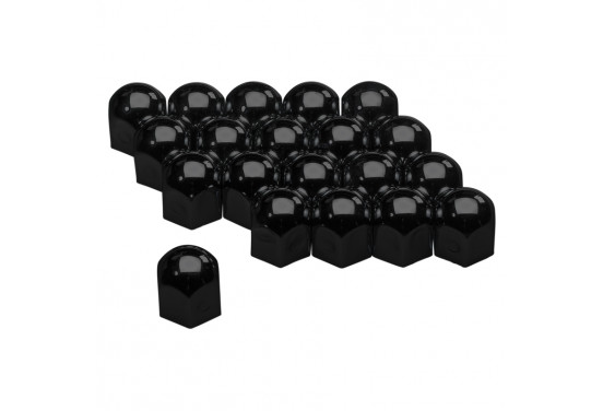 Set universele wielmoerkapjes - Zwart Staal - 19mm - set á 20 stuks