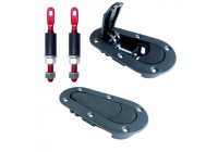 Juego de ganchos/pasadores de capó universales Simoni Racing - Liberación rápida - ABS/Aluminio