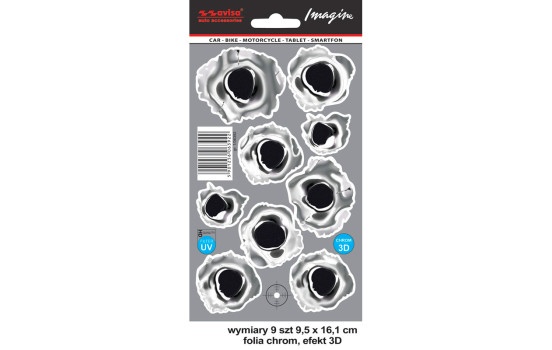 Pegatina de tatuaje de escopeta 3D cromada - 9,5 x 16,1 cm