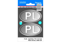 Pegatina AutoTattoo PL 3D Cromada - 7,6 x 4,2 cm