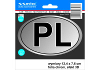 Pegatina AutoTattoo PL + Banderas 3D Cromada - 12,4 x 7,6 cm