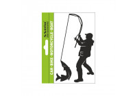 Pegatina de tatuaje de pescador y pez - 7 x 14 cm