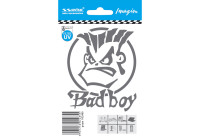 Pegatina de tatuaje para coche BAD BOY plateada - 8,1 x 9,8 cm