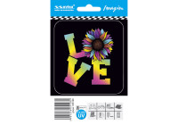 Pegatina para coche con texto "AMOR" (8,7 x 9,2 cm)
