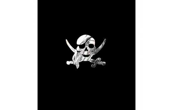 Pegatina de níquel 'Calavera Pirata' - 66 x 55 mm