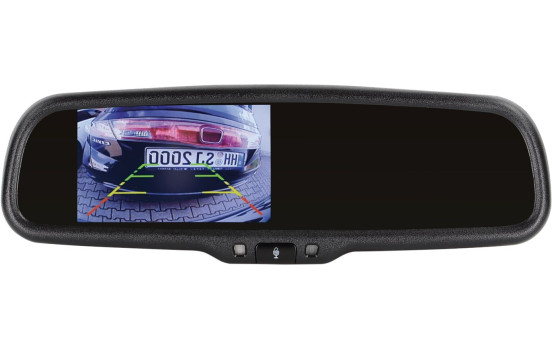 Monitor de espejo de 4,3 pulgadas con función manos libres Bluetooth y 2 entradas de vídeo.