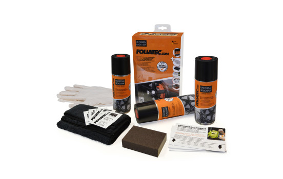 Juego de pintura para ruedas Foliatec 2C negro brillante 3 x 400 ml