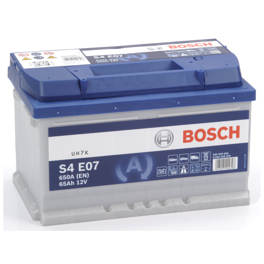 Batterie de voiture Bosch Blue S4E07 - 65A/h - 650A - adaptée aux véhicules  avec système start-stop