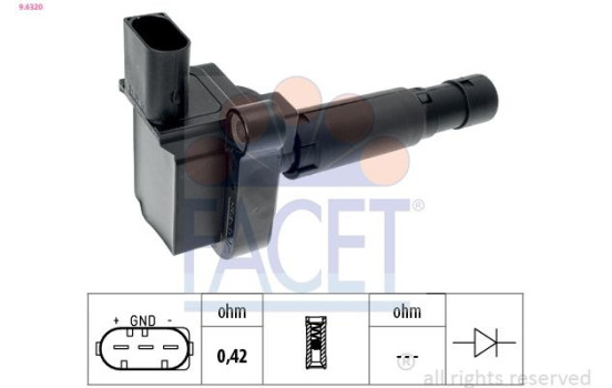 Bobine d'allumage OE Equivalent 9.6320 Facet, Image 2