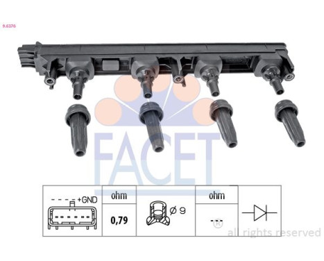 Bobine d'allumage OE Equivalent 9.6376 Facet