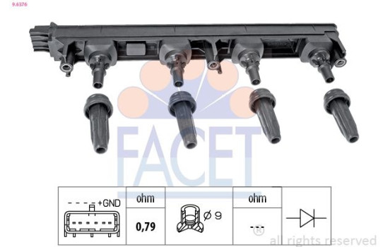 Bobine d'allumage OE Equivalent 9.6376 Facet