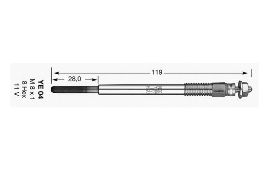 Bougie de préchauffage D-Power YE04 NGK, Image 2