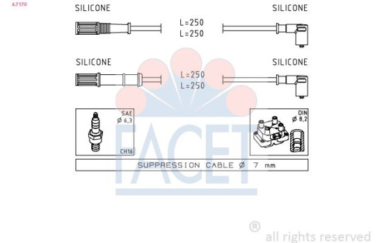 Kit de câbles d'allumage Made in Italy - OE Equivalent 4.7170 Facet