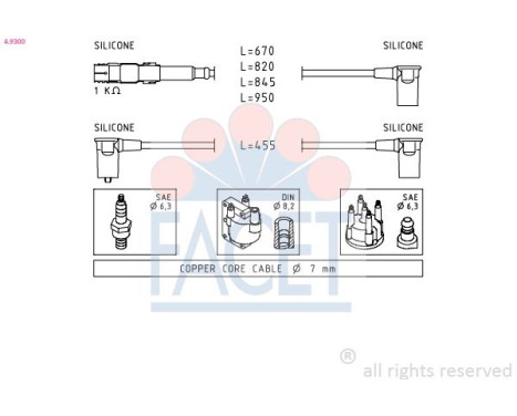 Kit de câbles d'allumage Made in Italy - OE Equivalent 4.9300 Facet
