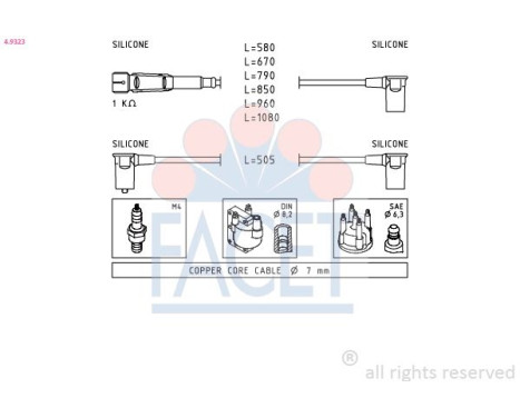 Kit de câbles d'allumage Made in Italy - OE Equivalent 4.9323 Facet