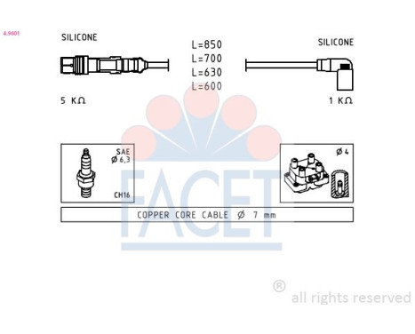 Kit de câbles d'allumage Made in Italy - OE Equivalent 4.9601 Facet