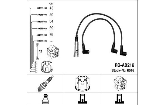 Kit de câbles d'allumage RC-AD216 NGK