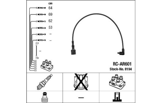 Kit de câbles d'allumage RC-AR601 NGK
