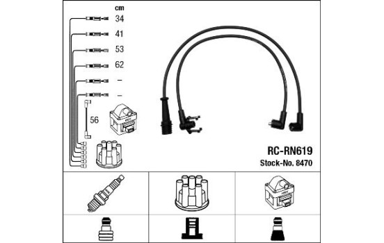 Kit de câbles d'allumage RC-RN619 NGK