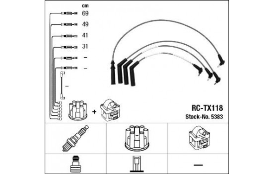 Kit de câbles d'allumage RC-TX118 NGK