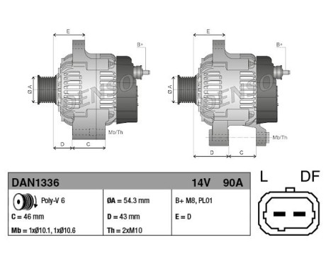 Alternateur DAN1336 Denso, Image 2