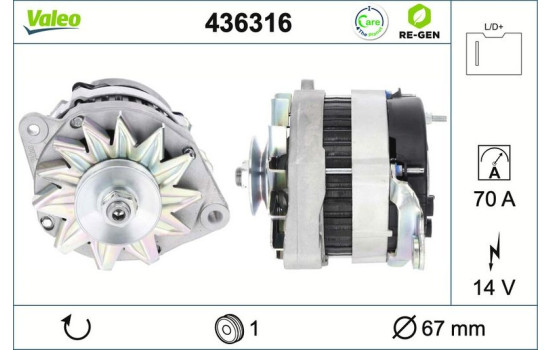 Alternateur REMANUFACTURED PREMIUM 436316 Valeo, Image 2