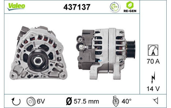 Alternateur REMANUFACTURED PREMIUM 437137 Valeo, Image 2