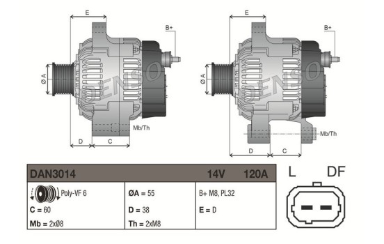 Dynamo / Alternateur DAN3014 Denso, Image 3
