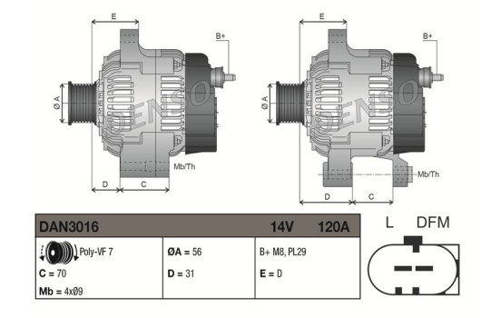 Dynamo / Alternateur DAN3016 Denso, Image 3