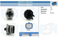 Dynamo Citroen / Peugeot 150A 0.121.615.027-R Bosch