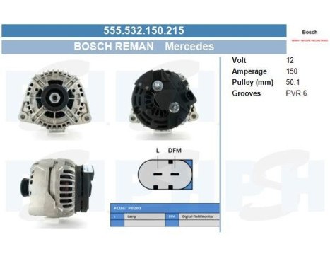 Dynamo Mercedes 150A 0.124.615.014-R Bosch
