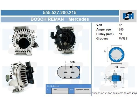 Dynamo Mercedes 200A 0.124.625.019-R Bosch