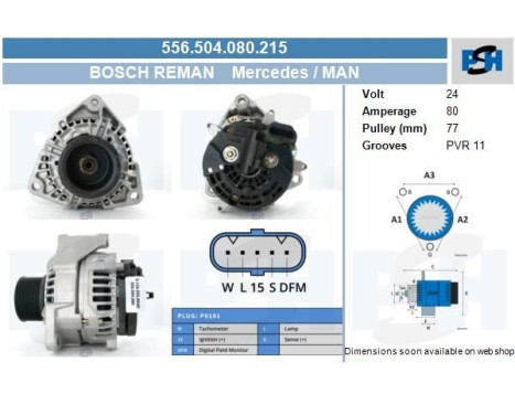 Dynamo Mercedes 80A 556.504.080.215 Bosch