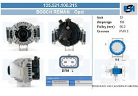 Dynamo Opel 100A 135.521.100.215 Bosch