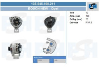 Dynamo Opel 100A 135.545.100.211 Bosch