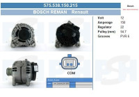 Dynamo Renault 150A 0.124.525.081-R Bosch