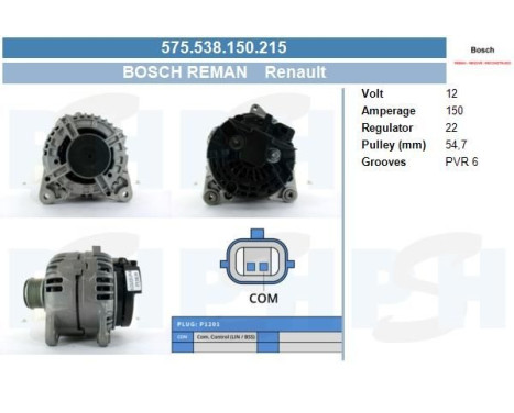 Dynamo Renault 150A 0.124.525.081-R Bosch