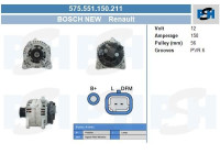 Dynamo Renault 150A 575.551.150.211 Bosch