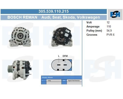 Dynamo Volkswagen 110A 305.539.110.215 Bosch