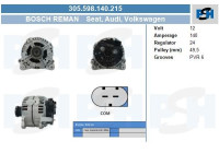 Dynamo Volkswagen 140A 305.598.140.215 Bosch