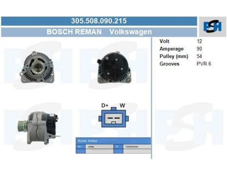 Dynamo Volkswagen 90A 305.508.090.215 Bosch