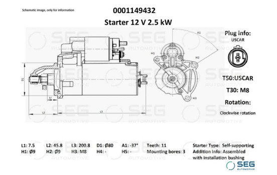 Démarreur Alfa Romeo 2,2 kw, Image 2