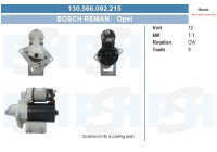Démarreur Chrevolet 1.1 kw 130.566.092.215 Bosch