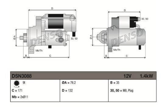 Démarreur / Démarreur DSN3088 Denso