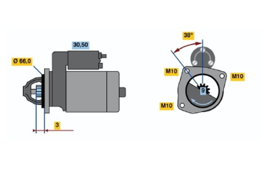 Démarreur DM(R)12V0,9KW Bosch, Image 3