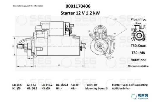 Démarreur Fiat 1.4kw, Image 6