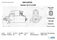 Démarreur John Deere 2.2kw