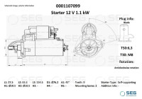 Démarreur Lombardini 1,2 kw